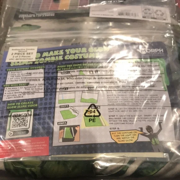 KIDS SLIME ZOMBIE MORPHSUIT Costumes Boy’s Size M(8) - Picture 8 of 8